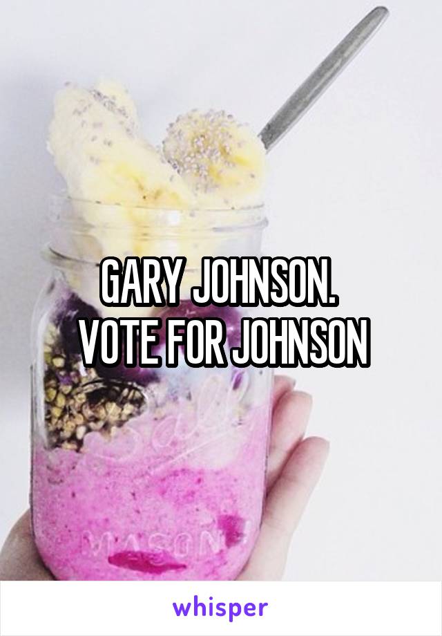 GARY JOHNSON. 
VOTE FOR JOHNSON