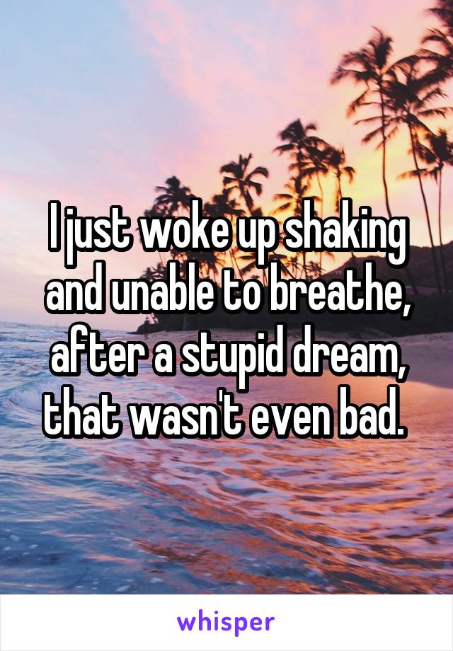 I just woke up shaking and unable to breathe, after a stupid dream, that wasn't even bad. 