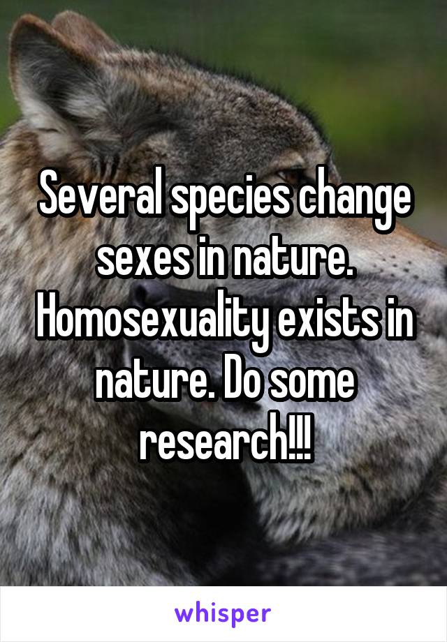 Several species change sexes in nature. Homosexuality exists in nature. Do some research!!!