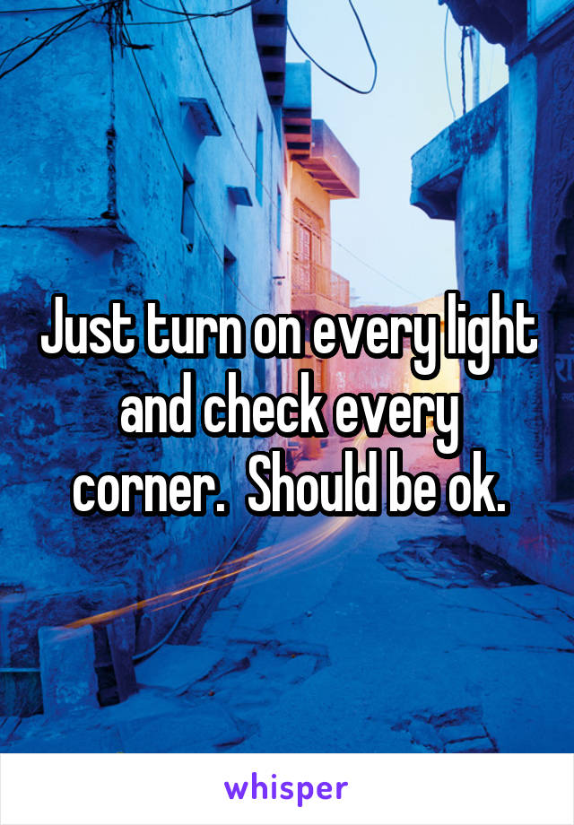 Just turn on every light and check every corner.  Should be ok.