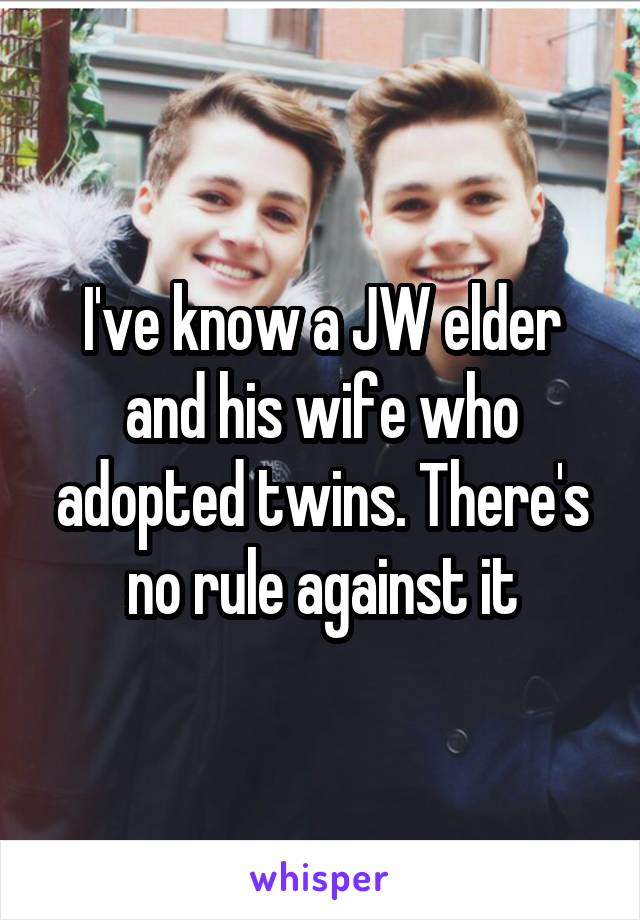 I've know a JW elder and his wife who adopted twins. There's no rule against it