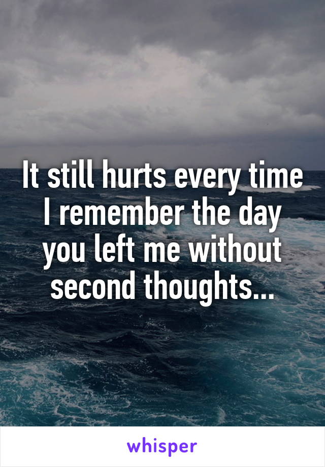 It still hurts every time I remember the day you left me without second thoughts...