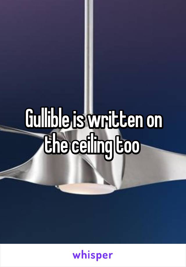 Gullible is written on the ceiling too 