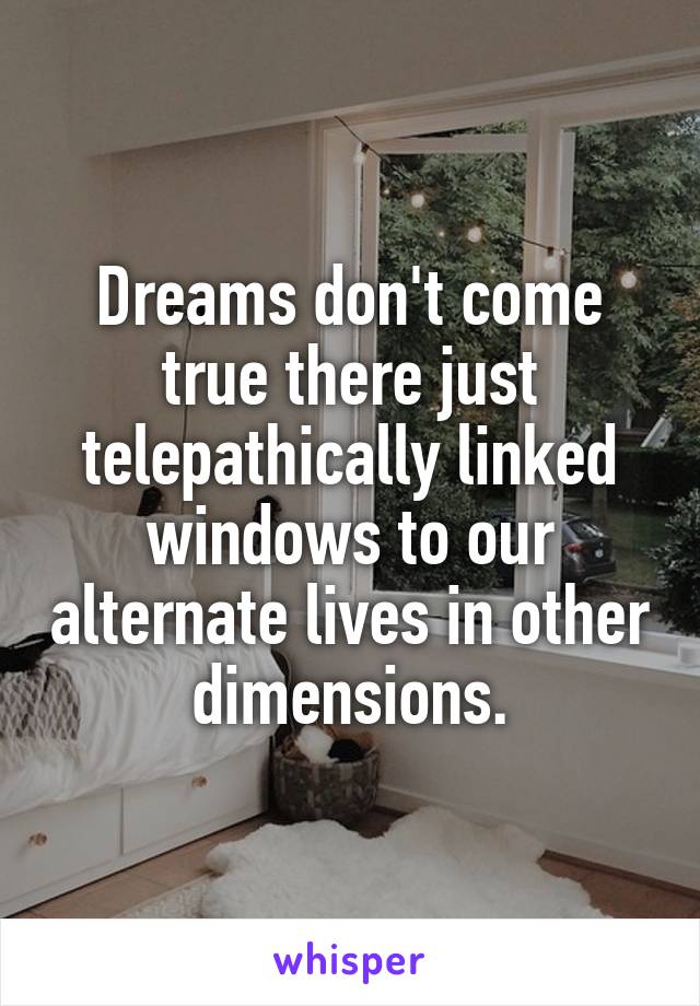 Dreams don't come true there just telepathically linked windows to our alternate lives in other dimensions.