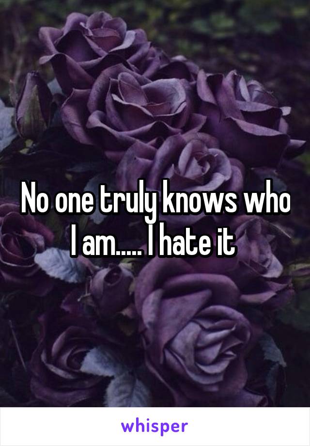 No one truly knows who I am..... I hate it 