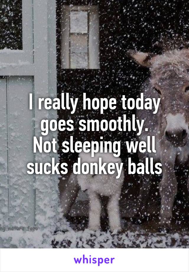 I really hope today goes smoothly.
Not sleeping well sucks donkey balls