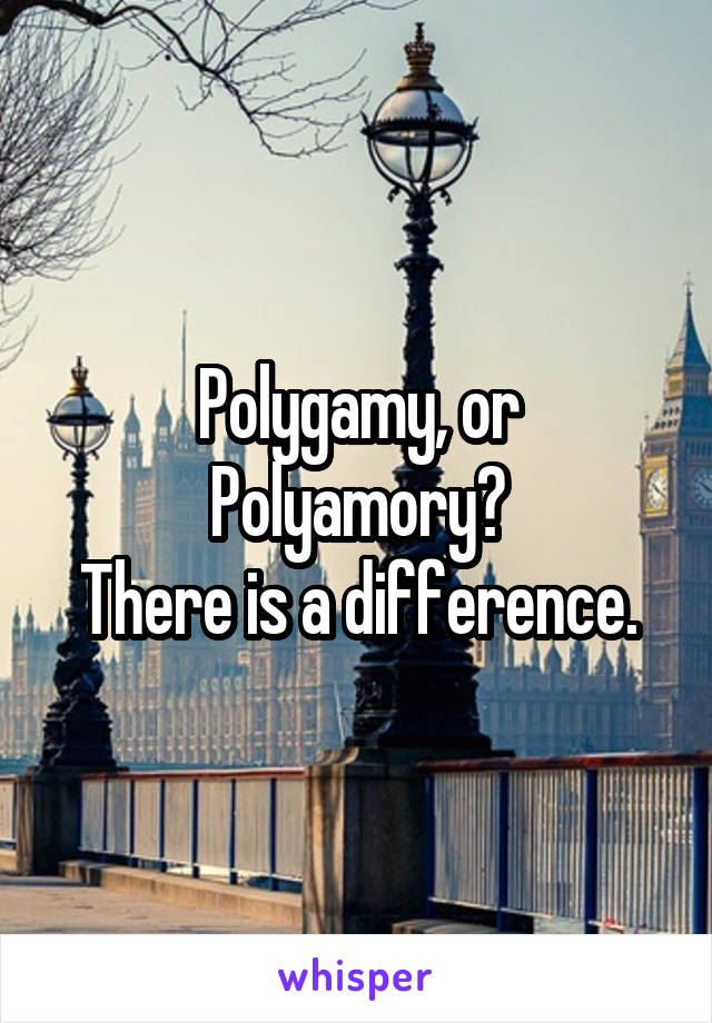 Polygamy, or Polyamory?
There is a difference.