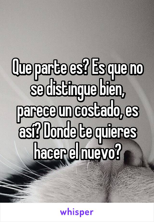 Que parte es? Es que no se distingue bien, parece un costado, es así? Donde te quieres hacer el nuevo?