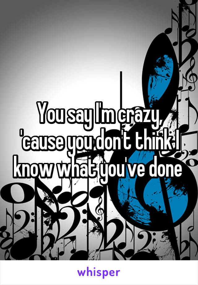 You say I'm crazy, 'cause you don't think I know what you've done 