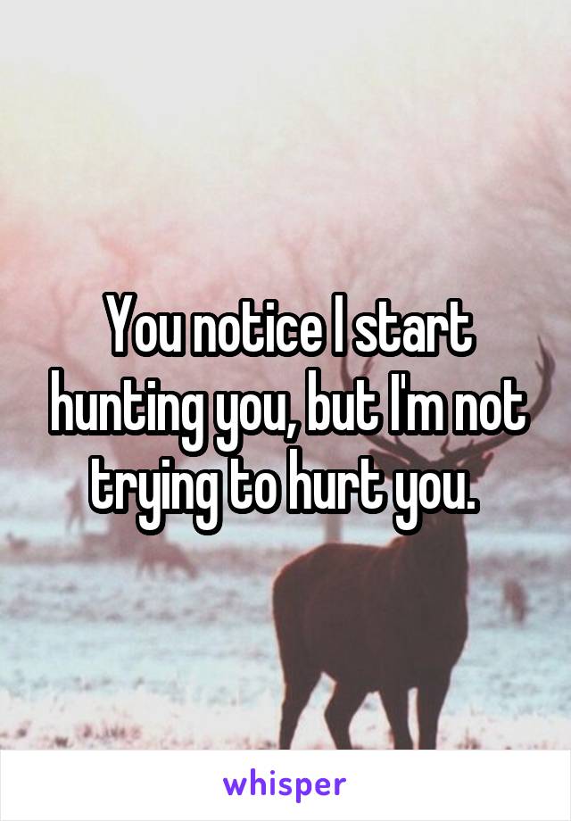 You notice I start hunting you, but I'm not trying to hurt you. 