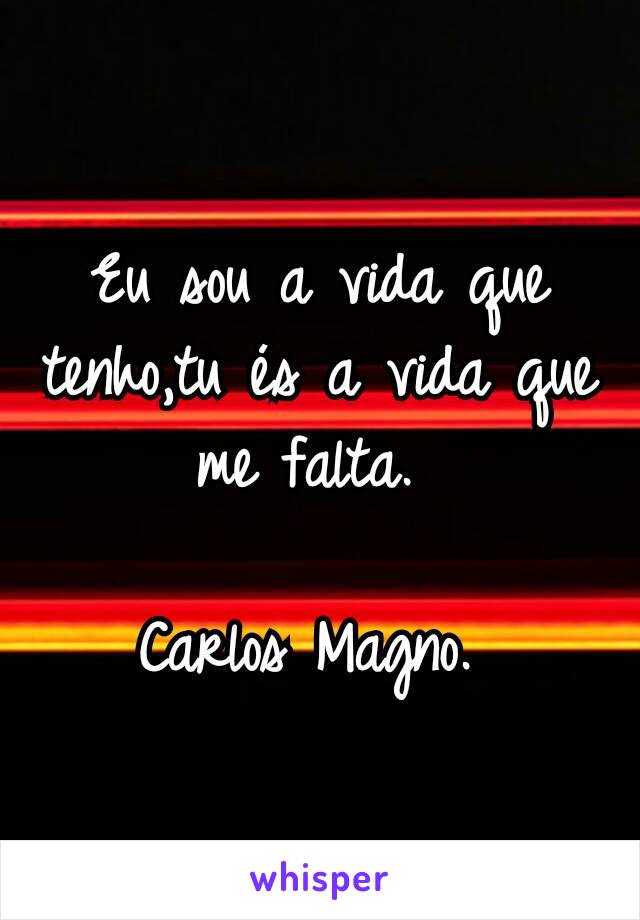 Eu sou a vida que tenho,tu és a vida que me falta. 

Carlos Magno. 