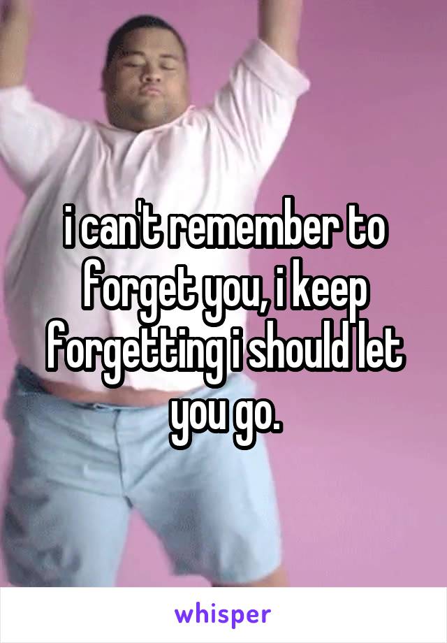 i can't remember to forget you, i keep forgetting i should let you go.