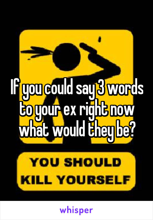 If you could say 3 words to your ex right now what would they be?