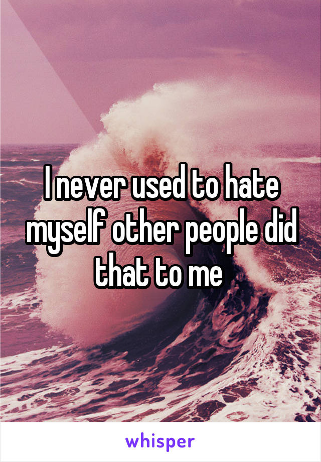 I never used to hate myself other people did that to me 