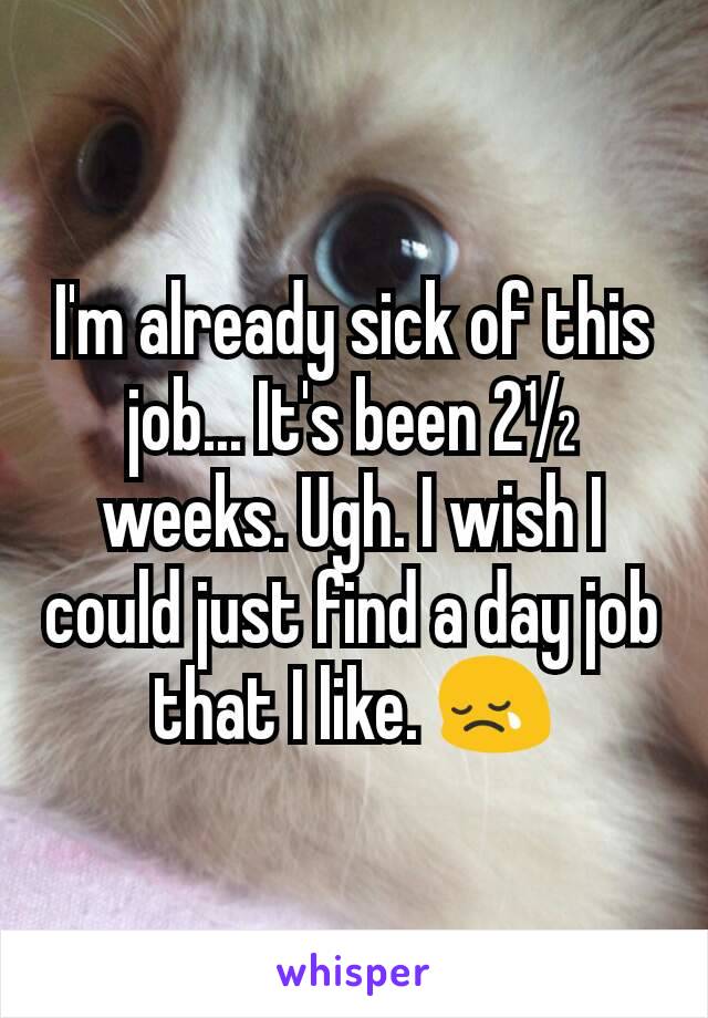 I'm already sick of this job... It's been 2½ weeks. Ugh. I wish I could just find a day job that I like. 😢