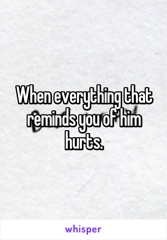 When everything that reminds you of him hurts.