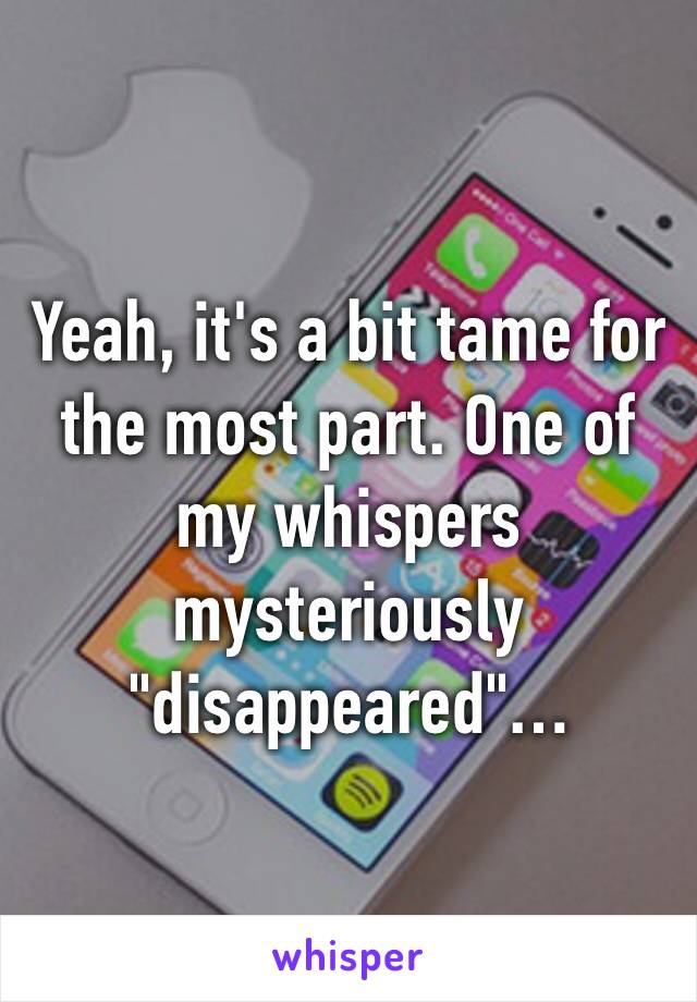 Yeah, it's a bit tame for the most part. One of my whispers mysteriously "disappeared"…