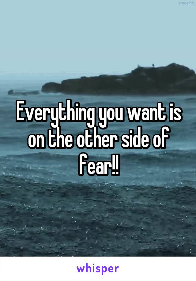 Everything you want is on the other side of fear!!