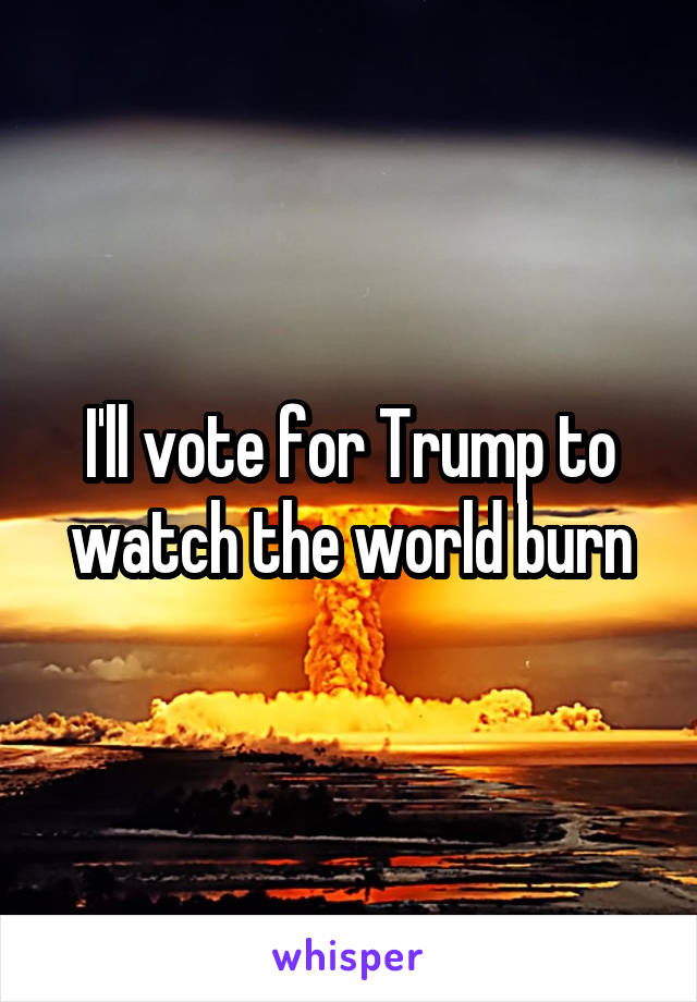 I'll vote for Trump to watch the world burn