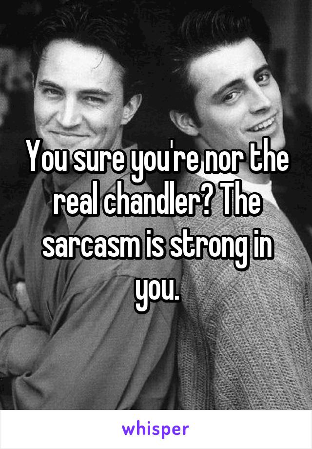 You sure you're nor the real chandler? The sarcasm is strong in you.