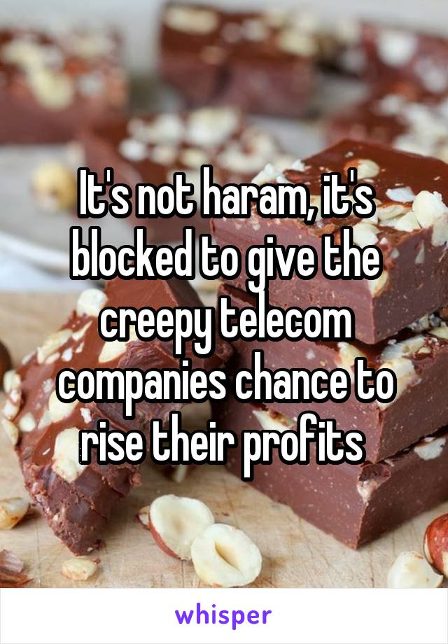 It's not haram, it's blocked to give the creepy telecom companies chance to rise their profits 