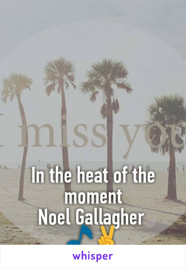 In the heat of the moment
Noel Gallagher 
🎵✌