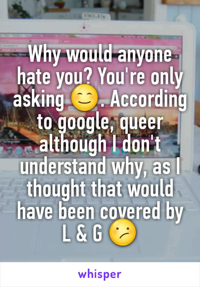 Why would anyone hate you? You're only asking 😊. According to google, queer although I don't understand why, as I thought that would have been covered by L & G 😕