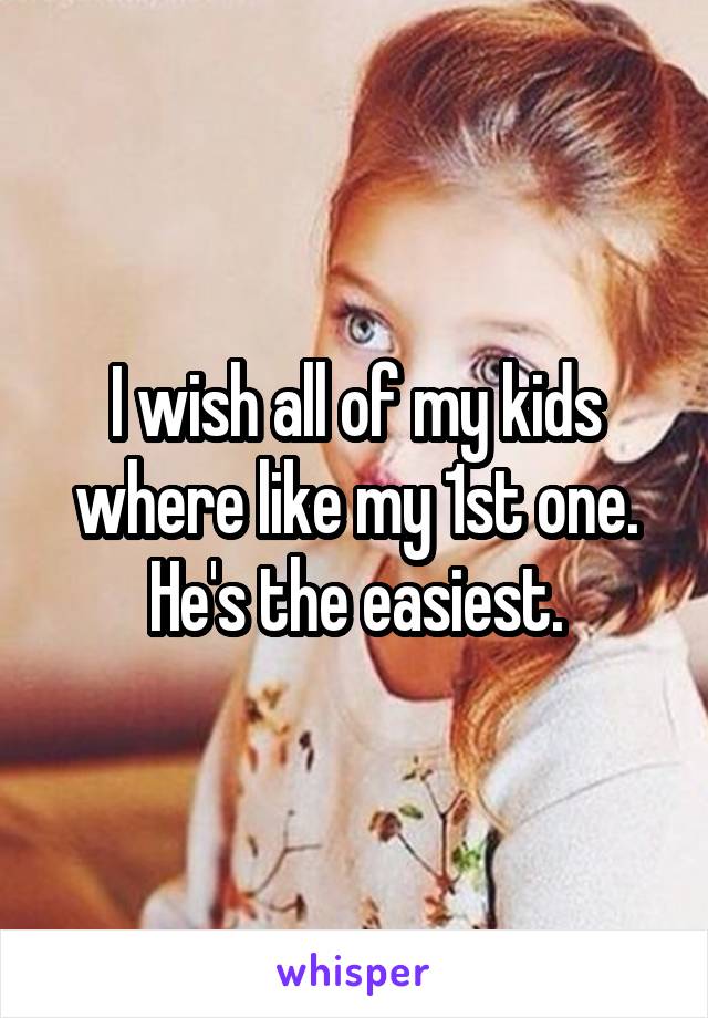 I wish all of my kids where like my 1st one. He's the easiest.