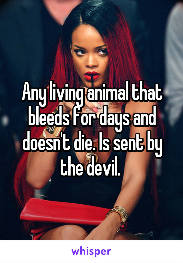 Any living animal that bleeds for days and doesn't die. Is sent by the devil. 