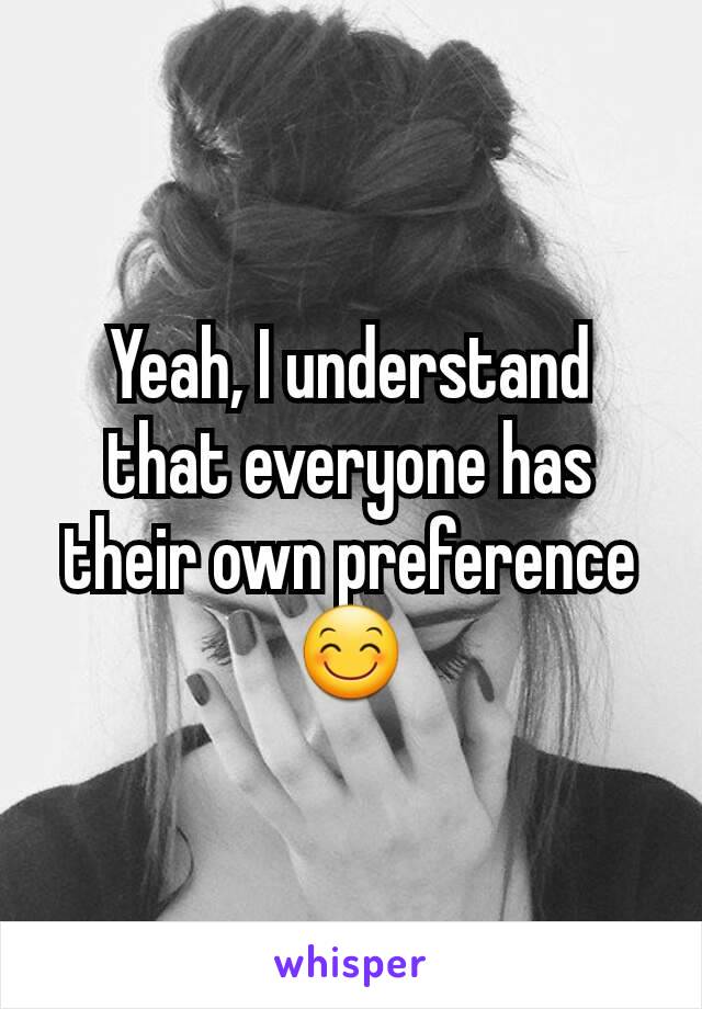 Yeah, I understand that everyone has their own preference😊