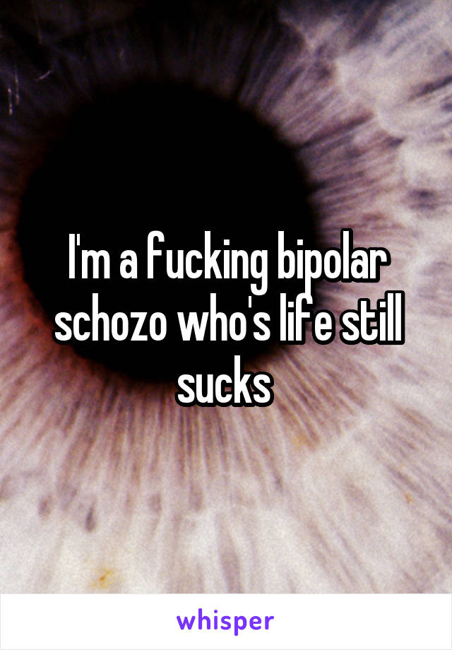 I'm a fucking bipolar schozo who's life still sucks 