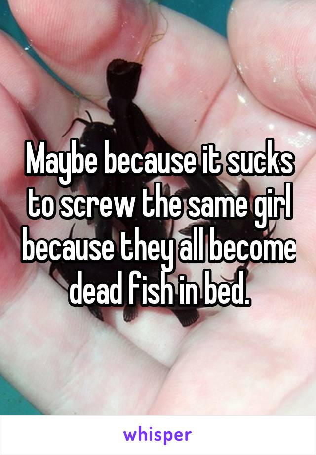 Maybe because it sucks to screw the same girl because they all become dead fish in bed.