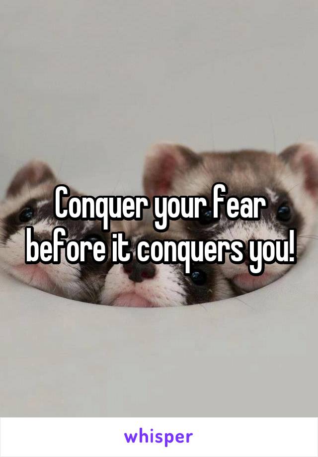 Conquer your fear before it conquers you!