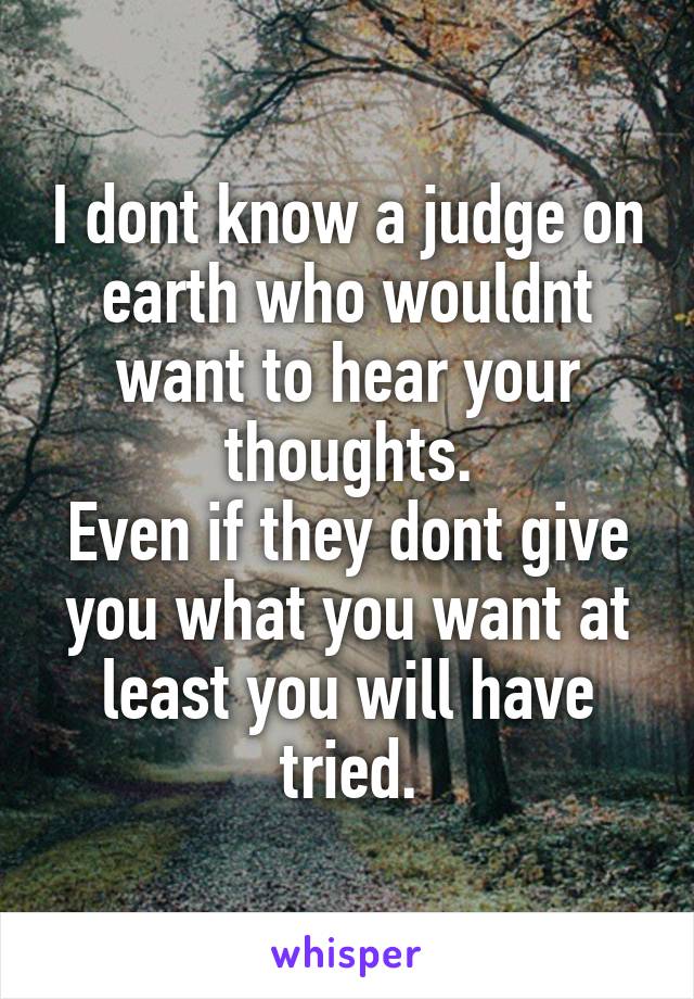 I dont know a judge on earth who wouldnt want to hear your thoughts.
Even if they dont give you what you want at least you will have tried.