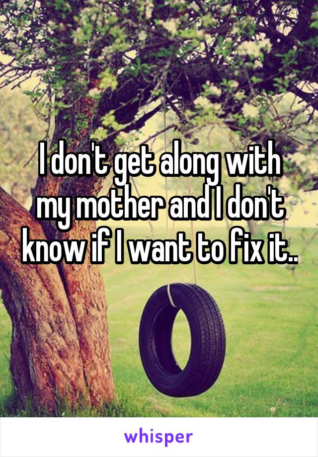 I don't get along with my mother and I don't know if I want to fix it.. 