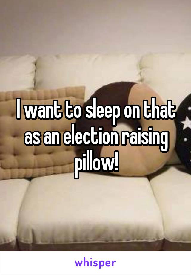 I want to sleep on that as an election raising pillow!