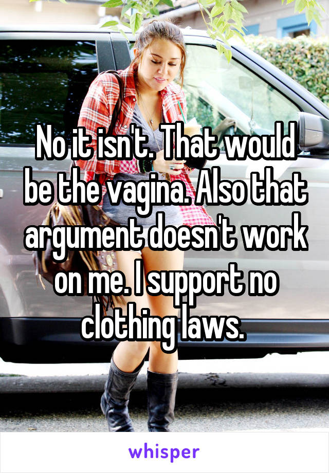 No it isn't. That would be the vagina. Also that argument doesn't work on me. I support no clothing laws. 