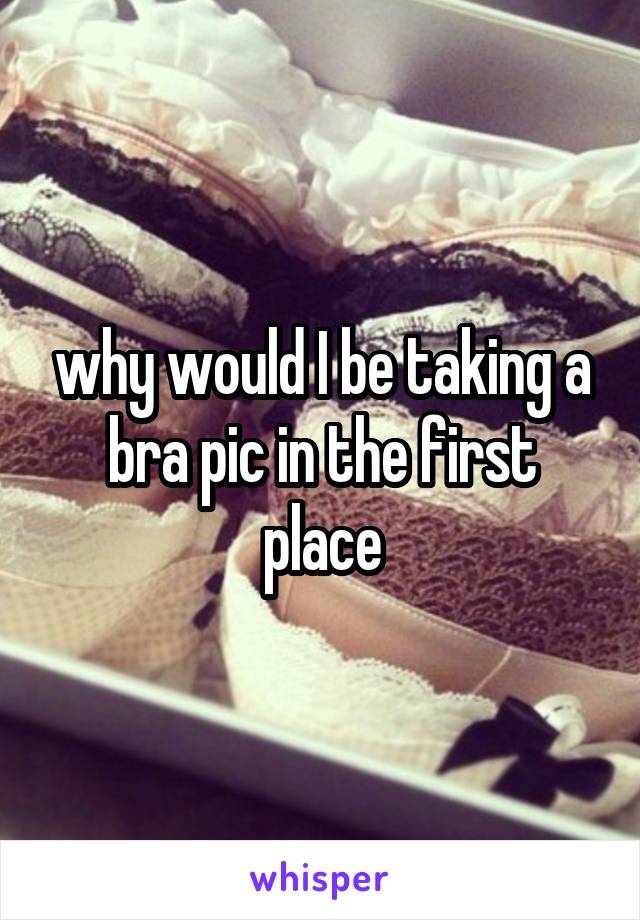 why would I be taking a bra pic in the first place