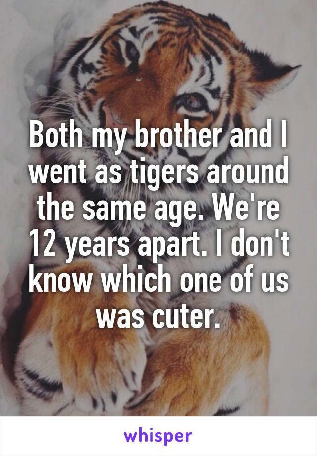 Both my brother and I went as tigers around the same age. We're 12 years apart. I don't know which one of us was cuter.