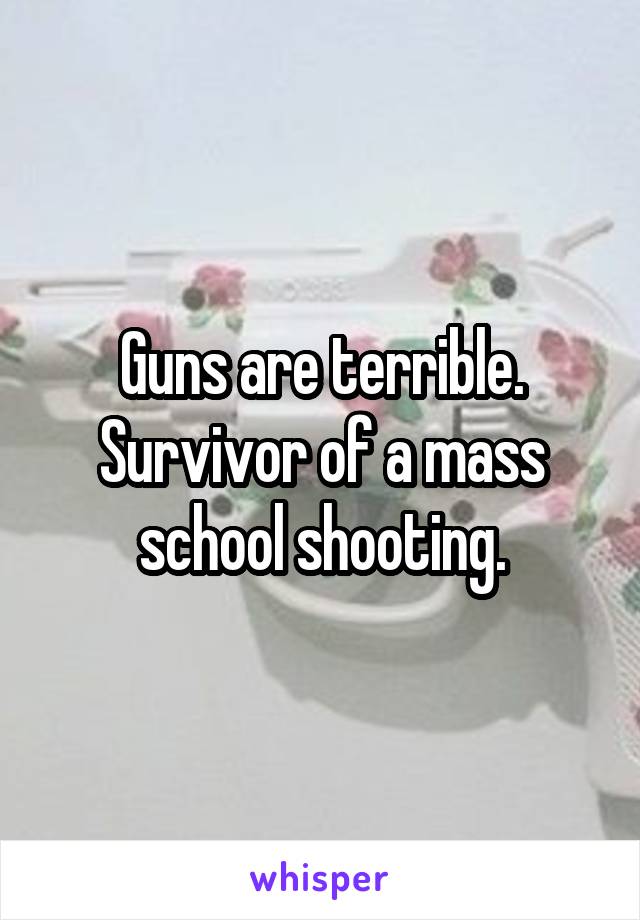 Guns are terrible. Survivor of a mass school shooting.