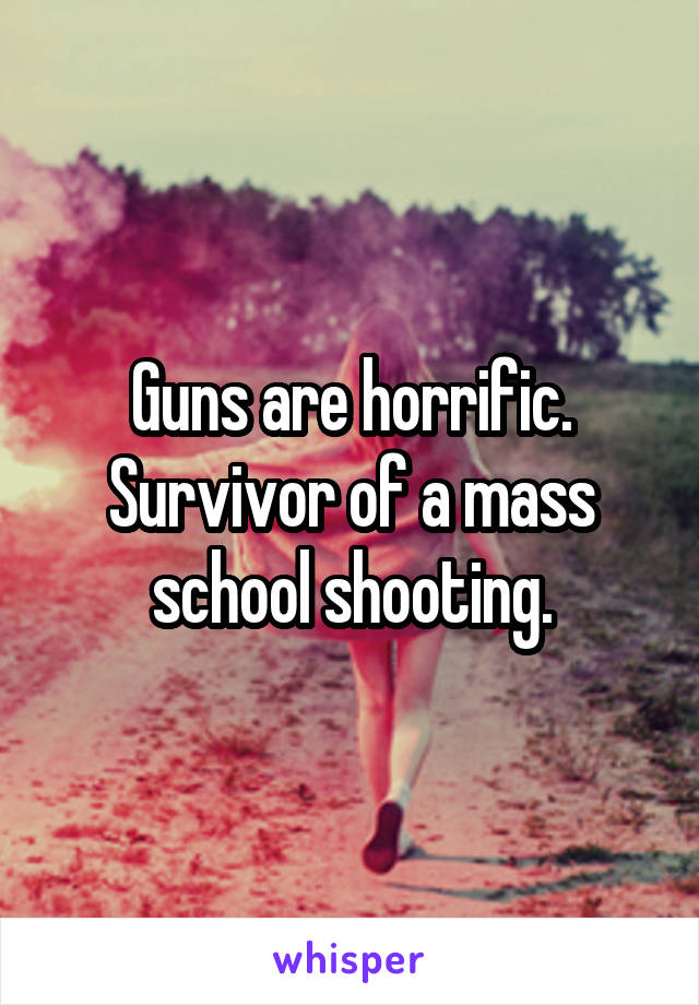 Guns are horrific. Survivor of a mass school shooting.