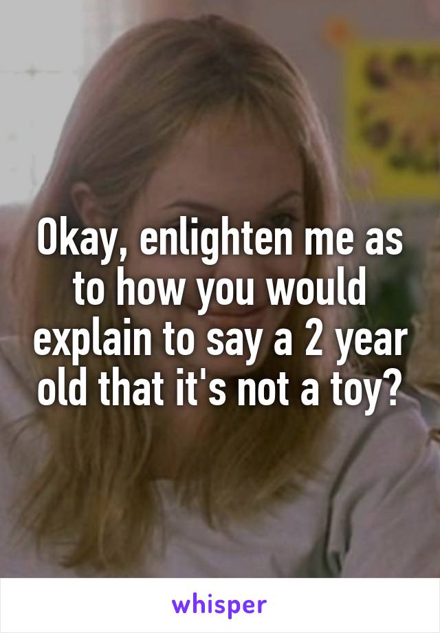 Okay, enlighten me as to how you would explain to say a 2 year old that it's not a toy?