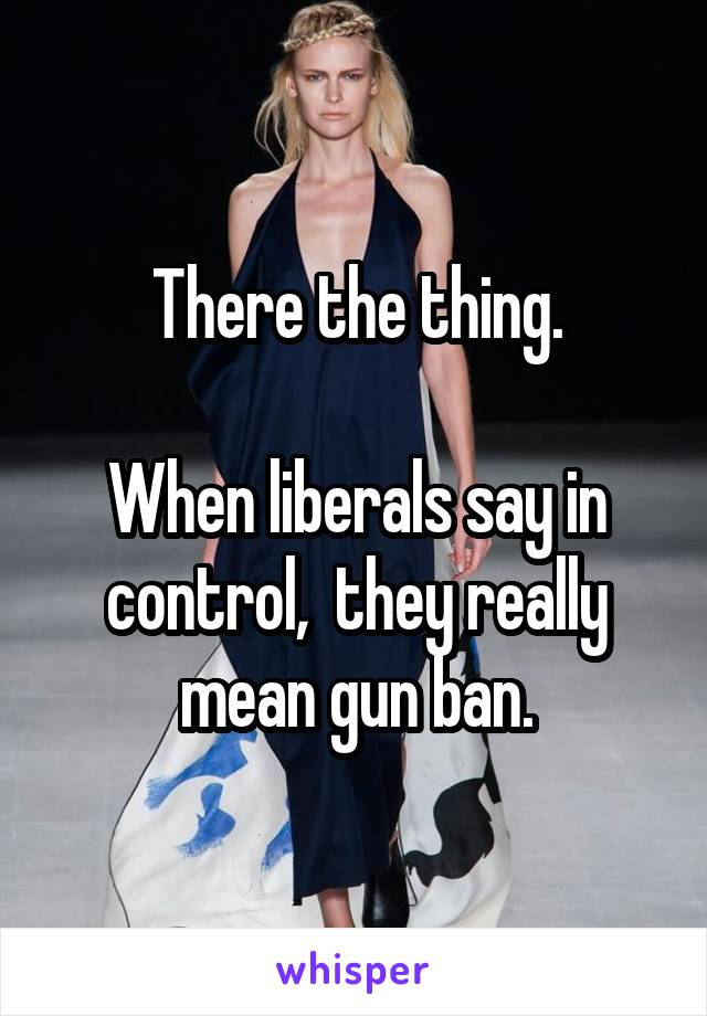 There the thing.

When liberals say in control,  they really mean gun ban.