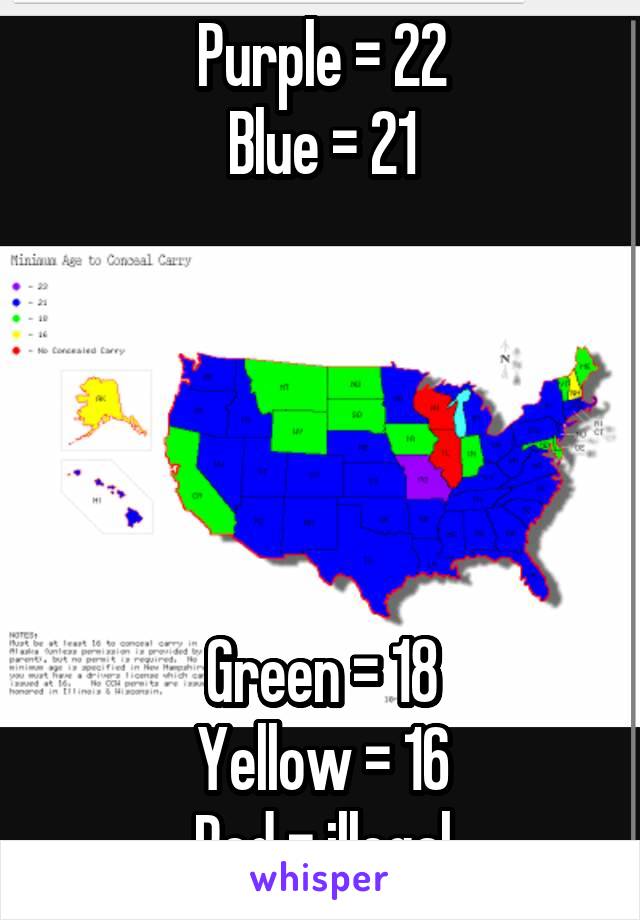 Purple = 22
Blue = 21





Green = 18
Yellow = 16
Red = illegal