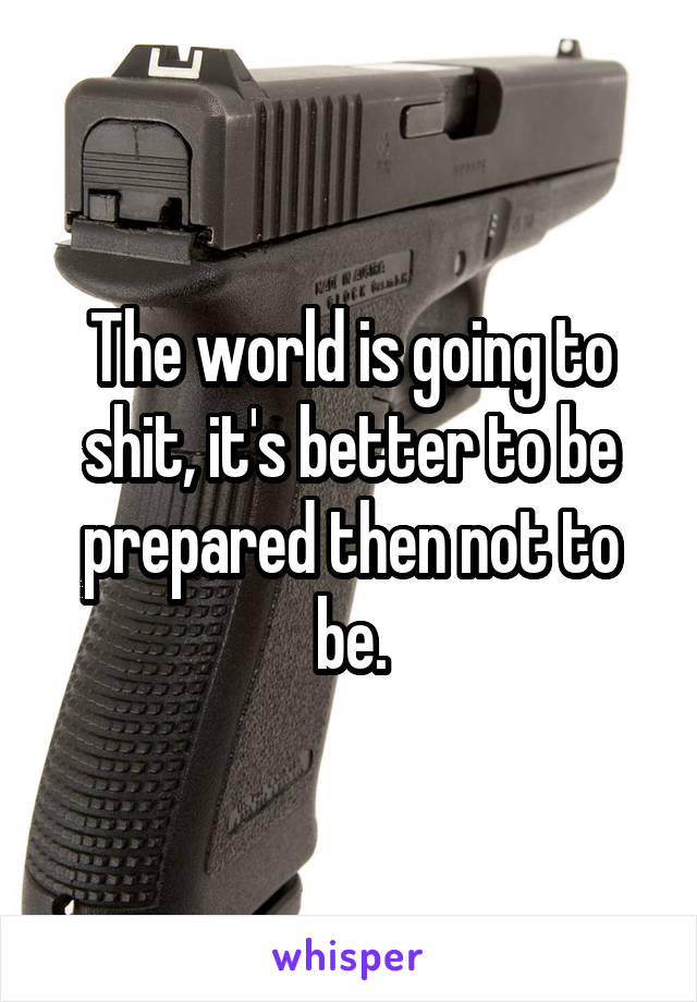 The world is going to shit, it's better to be prepared then not to be.