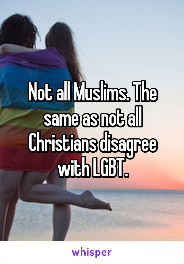 Not all Muslims. The same as not all Christians disagree with LGBT.