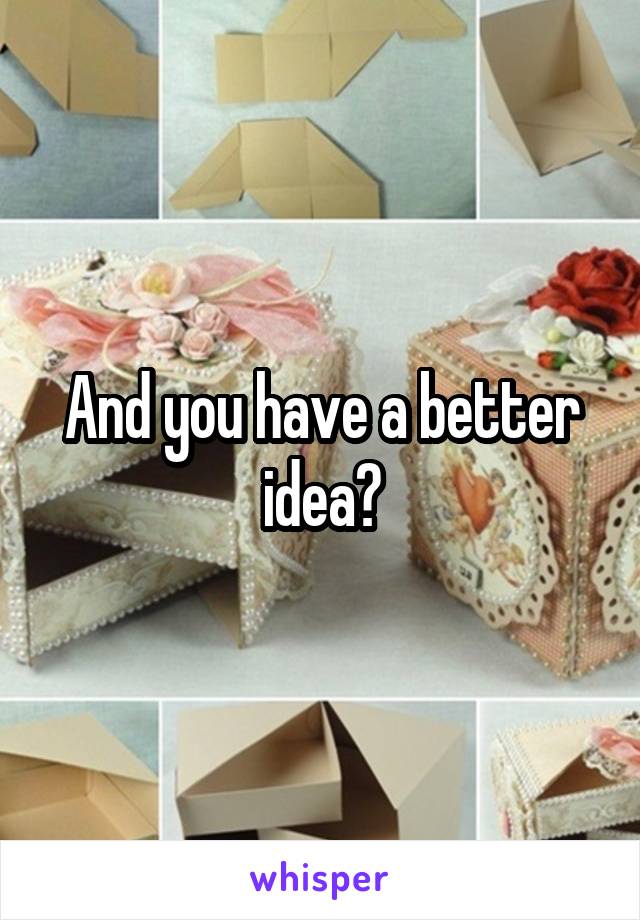 And you have a better idea?