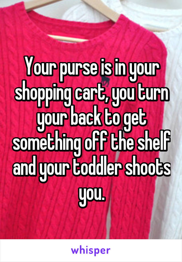 Your purse is in your shopping cart, you turn your back to get something off the shelf and your toddler shoots you.