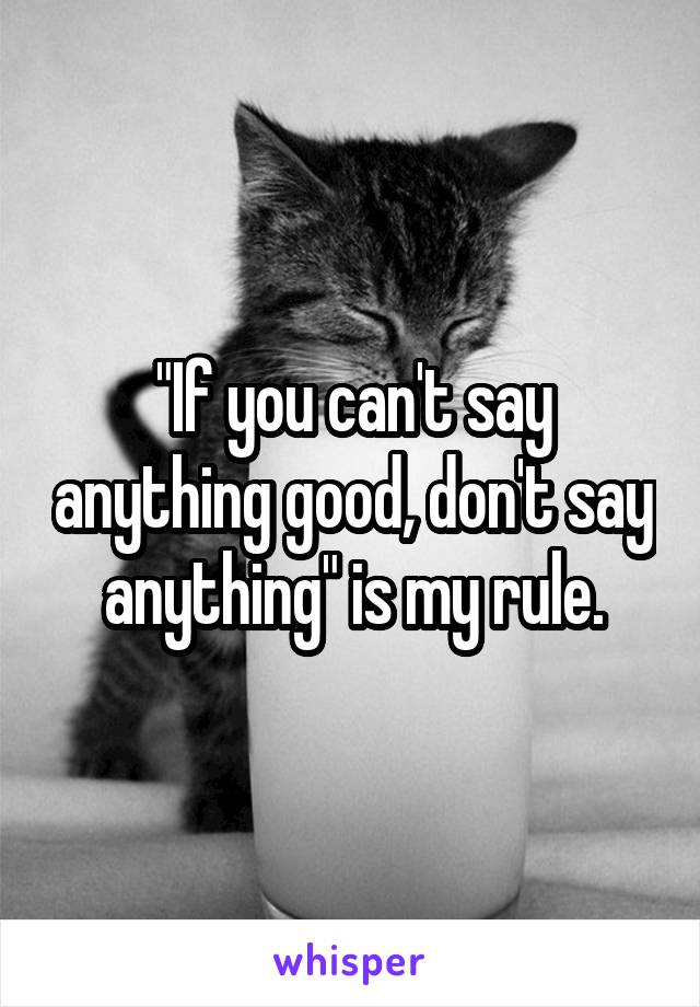 "If you can't say anything good, don't say anything" is my rule.