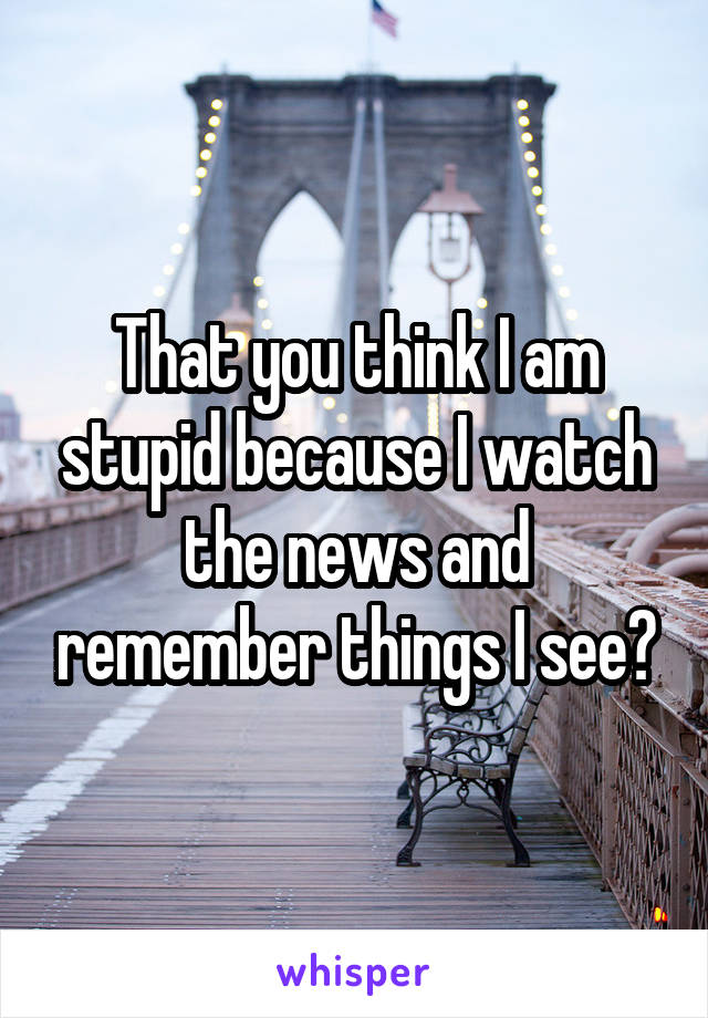 That you think I am stupid because I watch the news and remember things I see?